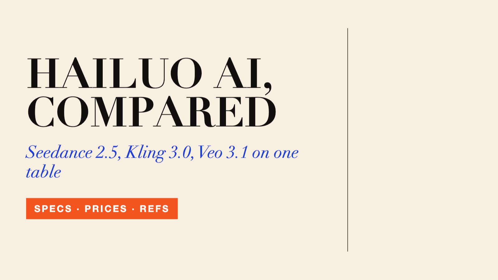 Hailuo AI Compared: Seedance 2.5, Kling 3.0, Veo 3.1 Prices