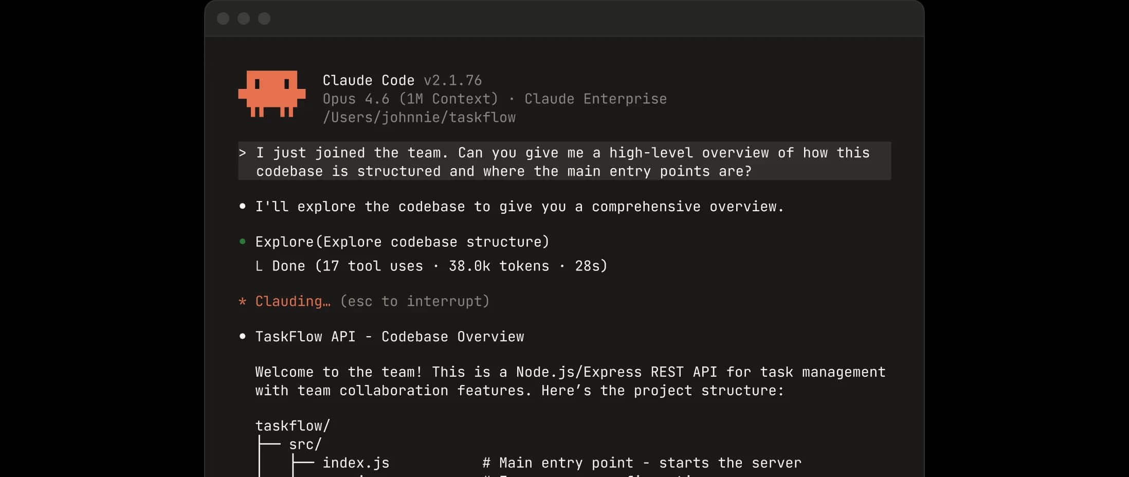 Claude Code running in a terminal session