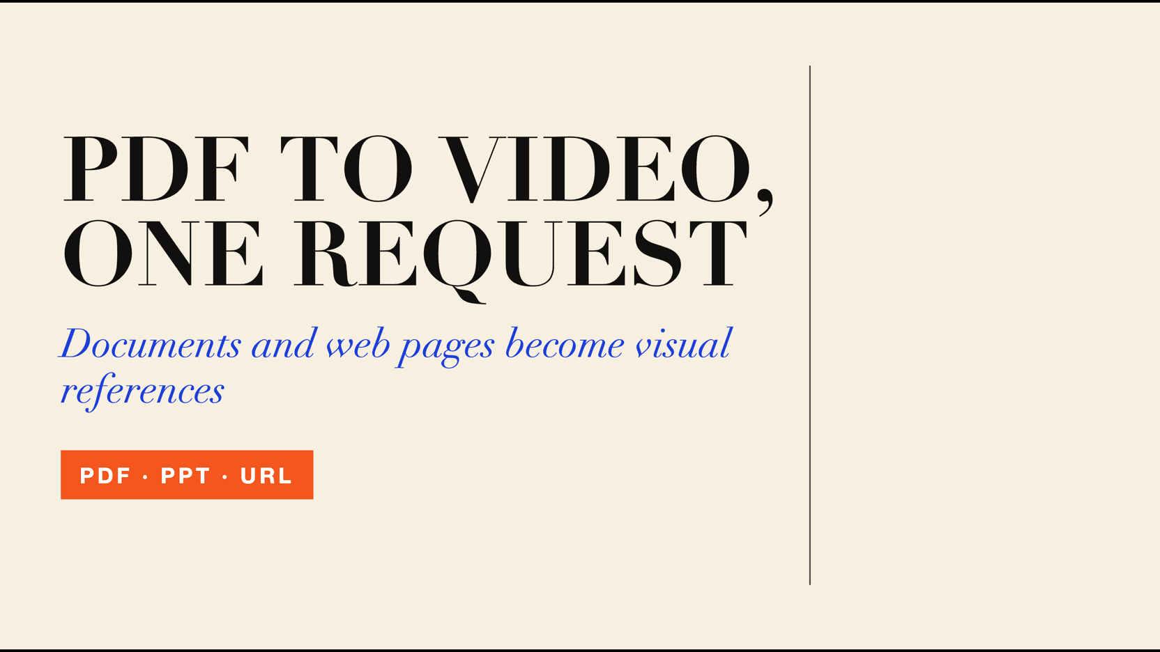 Document-to-Video AI API: PDF, PPT, XLS, DOCX, or Web Page Document-to-Video AI API: PDF, PPT, XLS, DOCX, or Web Page