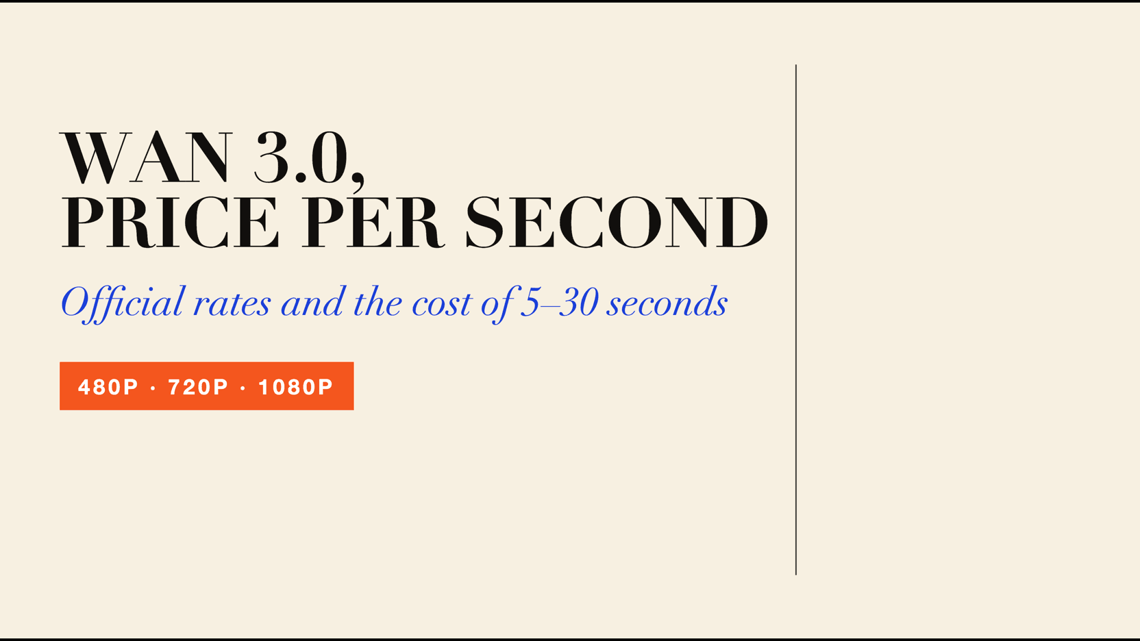 Wan 3.0 API Pricing: 480P, 720P, and 1080P Costs Wan 3.0 API Pricing: 480P, 720P, and 1080P Costs