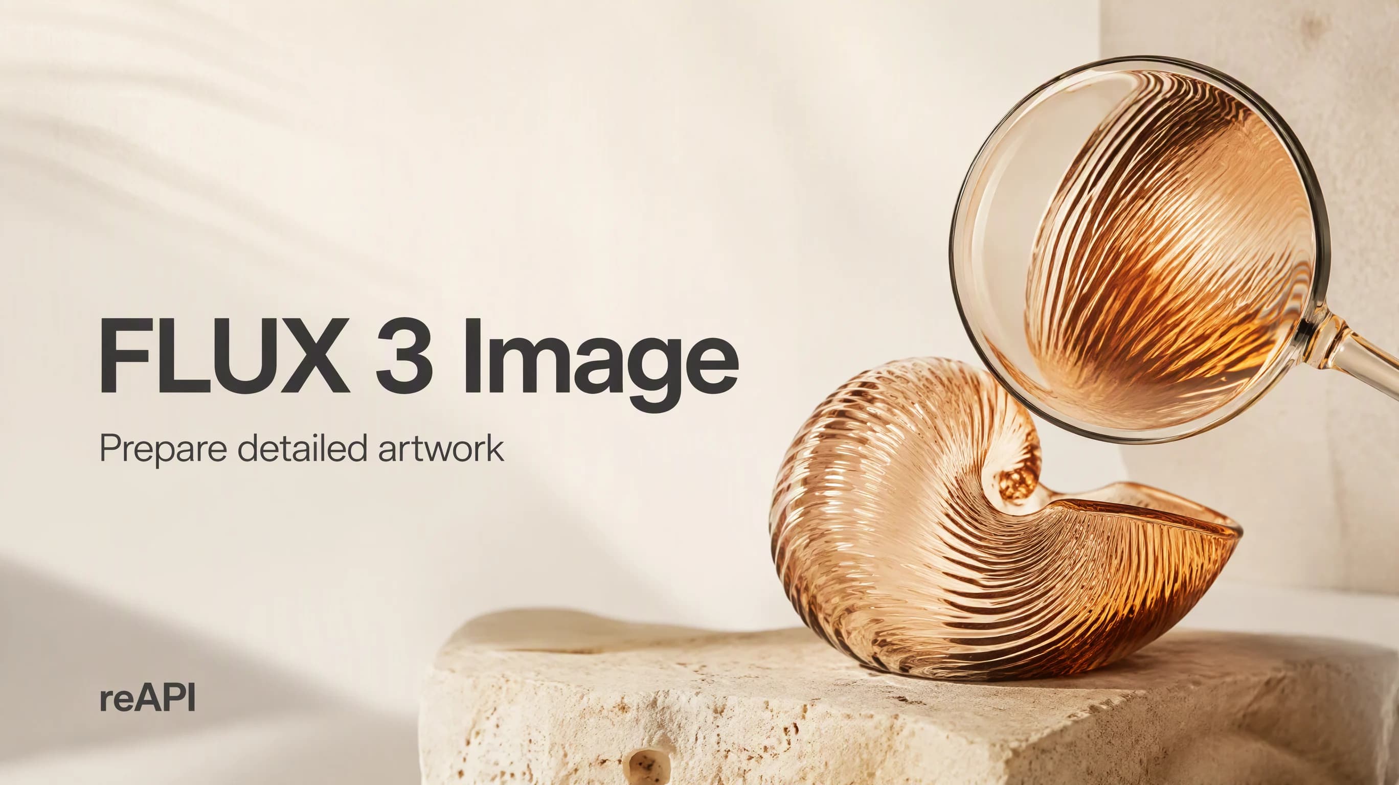 FLUX 3 Image Detailkonzept mit skulpturalem Glasobjekt und vergrößerter Materialstudie