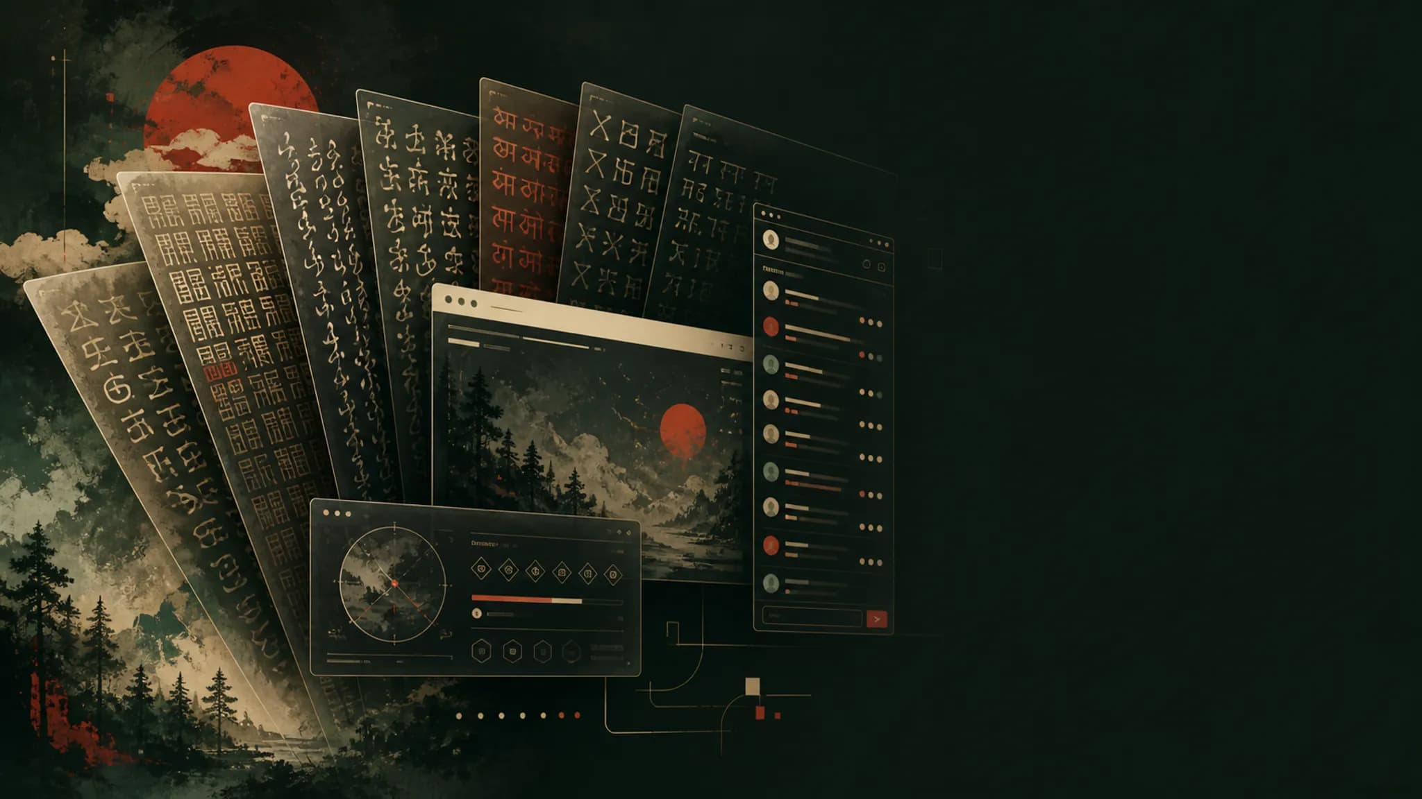 Multilingual text and interface mockups produced by Qwen Image 3.0