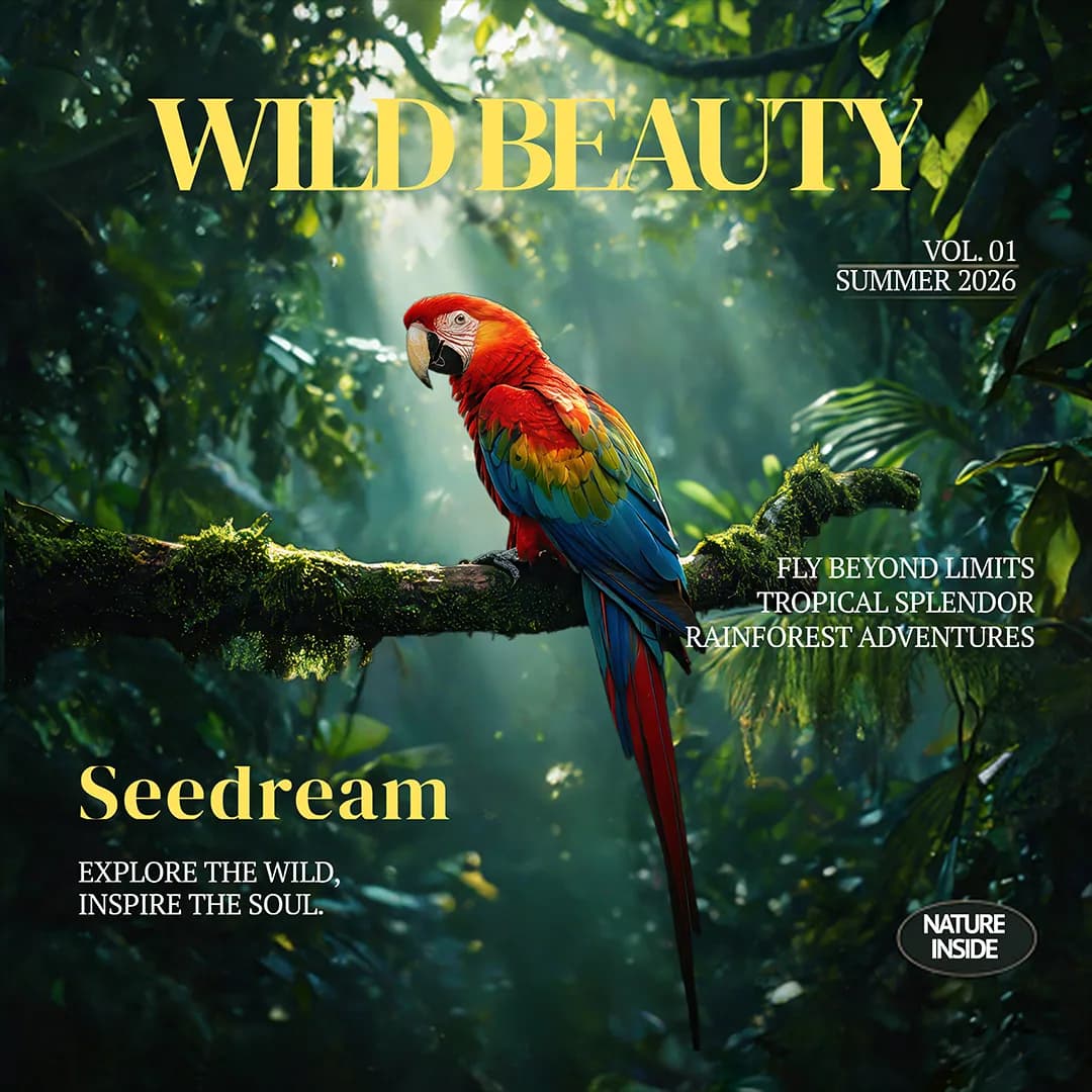Magazin-Cover mit gerendertem Text von Seedream 5.0 Pro