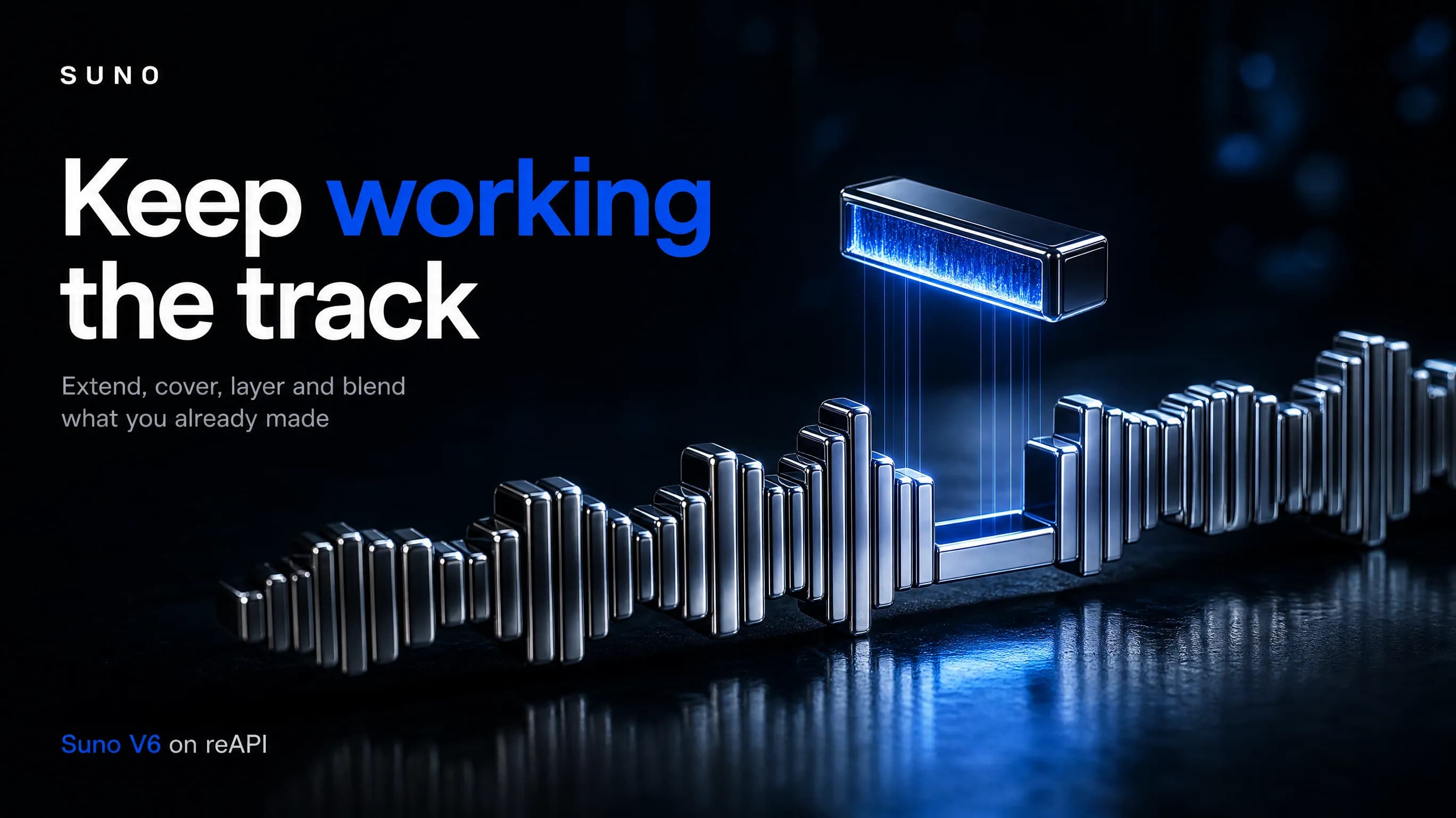 A chrome waveform with one glowing block lifted out of the gap it left